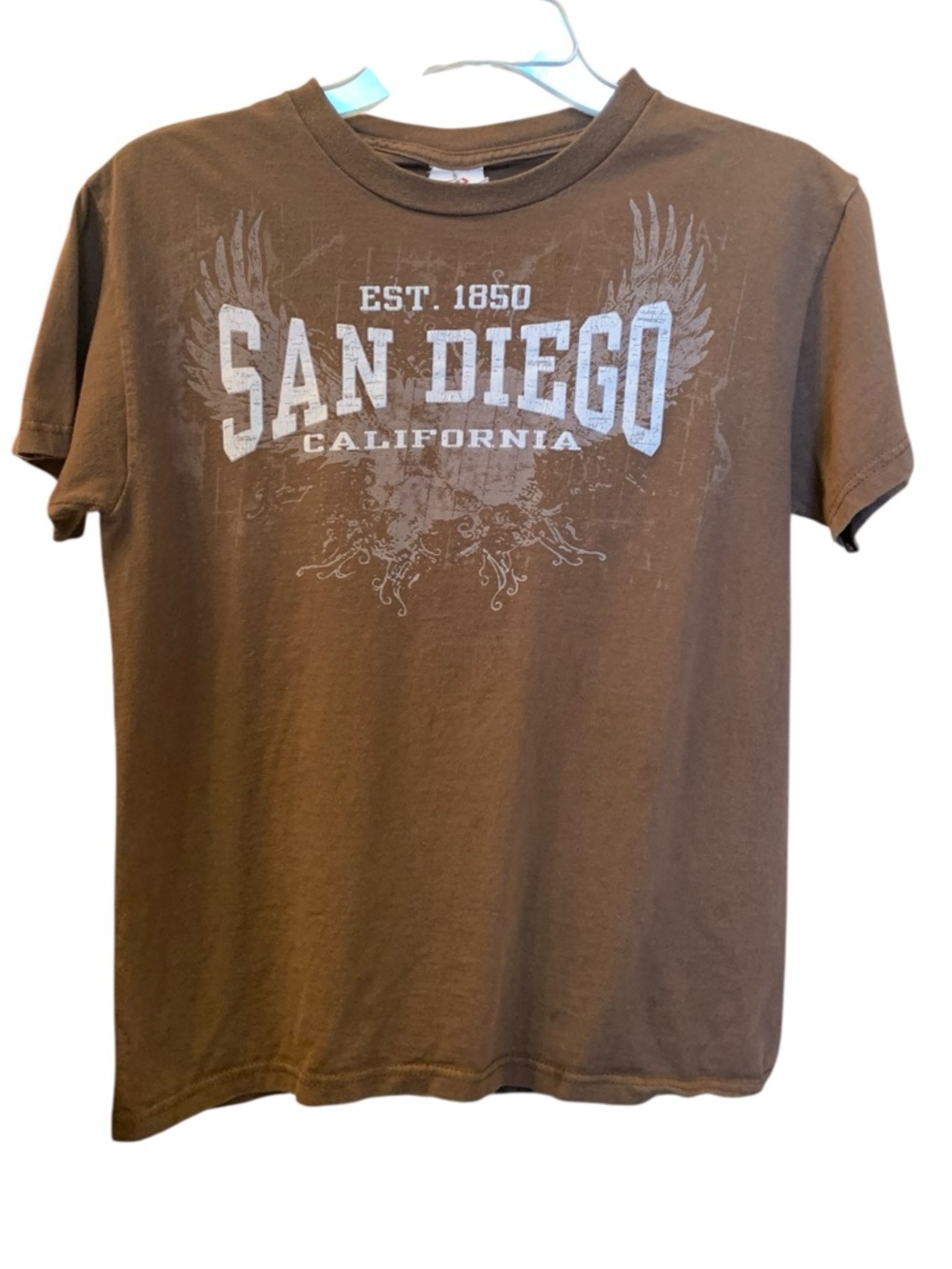 “San Diego California" Winged Brown Graphic Mens Tee Shirt Size Small